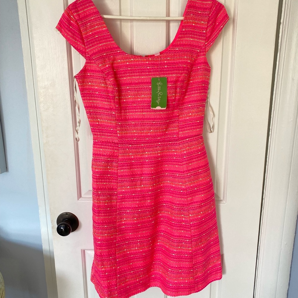LILLY PULITZER Neon pink tweed dress